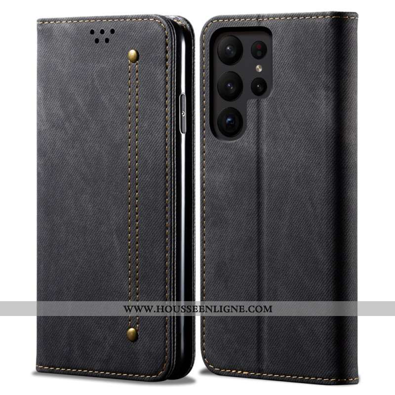 Flip Cover Samsung Galaxy S24 Ultra 5G Tissu Jeans