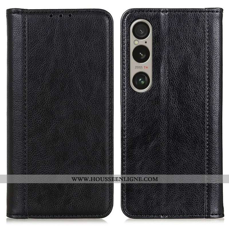 Flip Cover Sony Xperia 1 VI Cuir Fendu Vintage