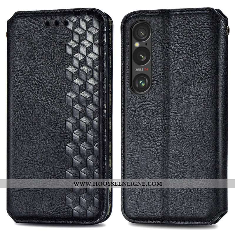 Flip Cover Sony Xperia 1 VI Effet Daim Frise