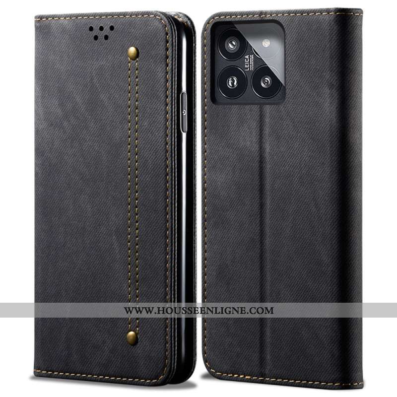 Flip Cover Xiaomi 14 Pro Tissu Jeans