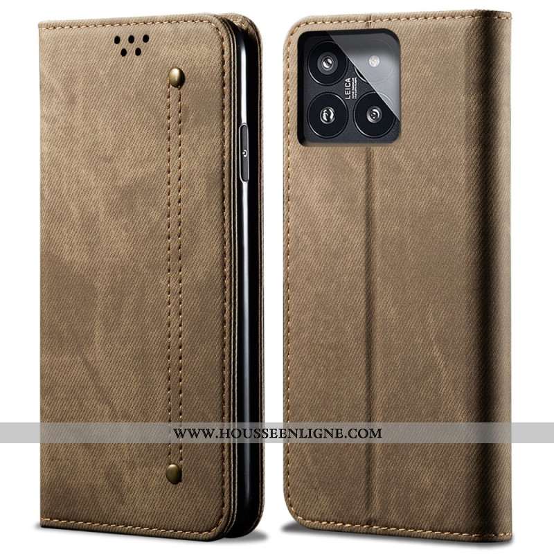 Flip Cover Xiaomi 14 Tissu Jeans