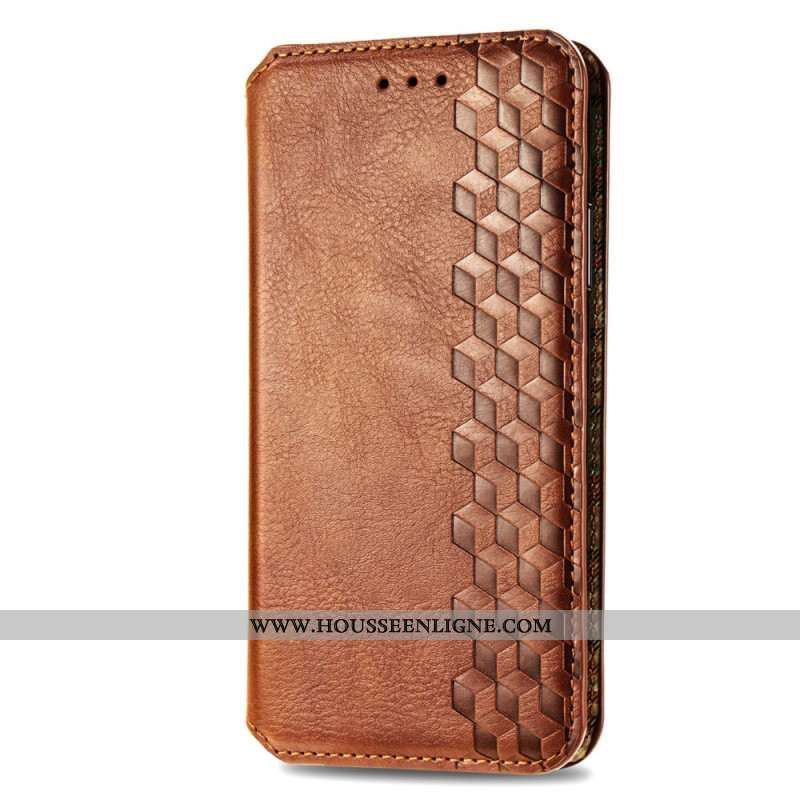 Flip Cover Xiaomi Redmi Note 13 5G Effet Cuir Vintage Losanges