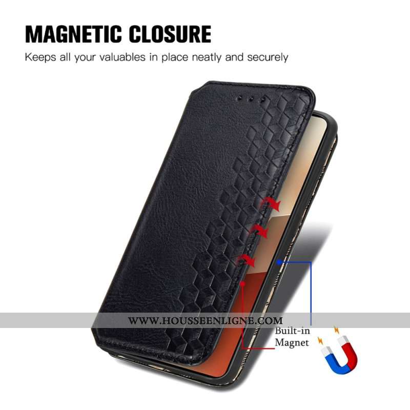 Flip Cover Xiaomi Redmi Note 13 5G Effet Cuir Vintage Losanges