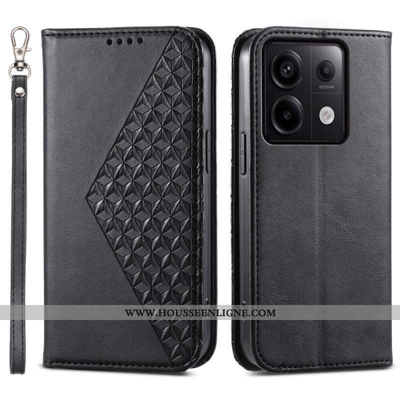 Flip Cover Xiaomi Redmi Note 13 Pro 5G / Poco X6 5G Motif Losanges avec Lanière