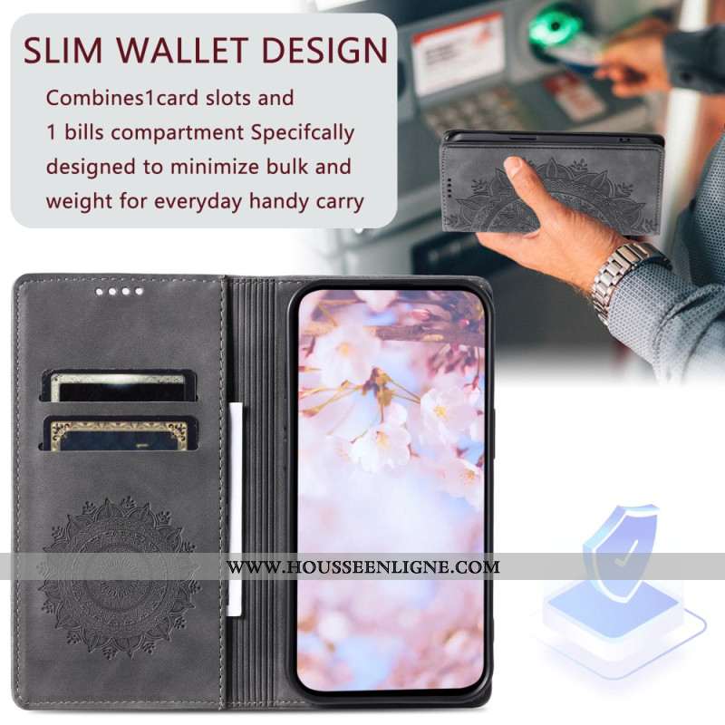 Flip Cover Xiaomi Redmi Note 13 Pro Plus 5G Effet Daim Mandala