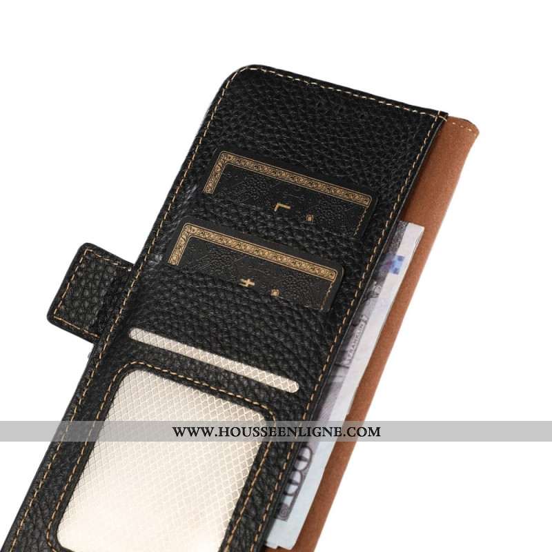 Flip Cover iPhone 16 Cuir Blocage RFID KHAZNEH