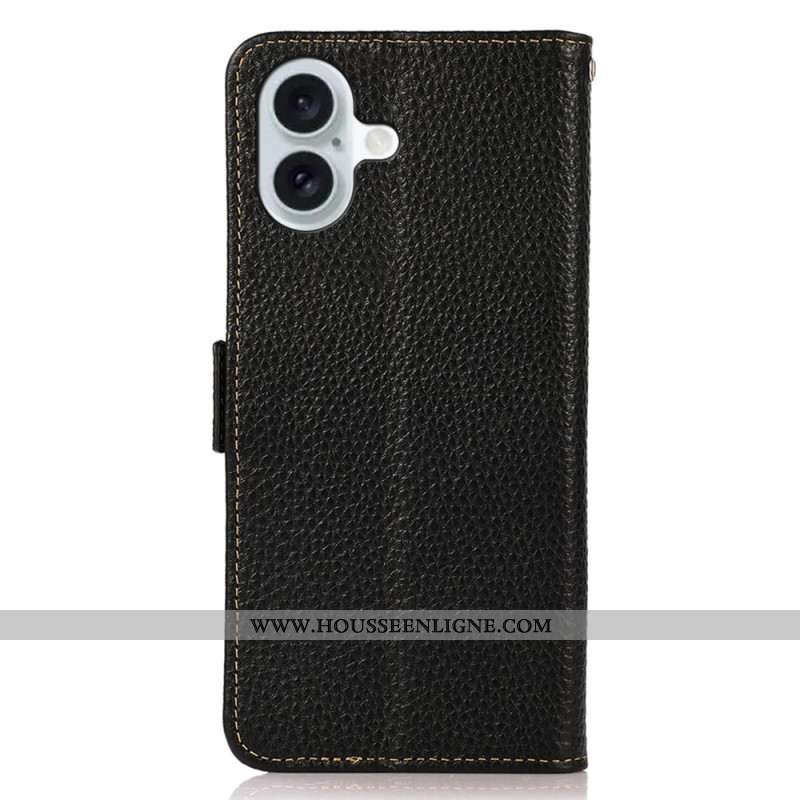 Flip Cover iPhone 16 Cuir Blocage RFID KHAZNEH