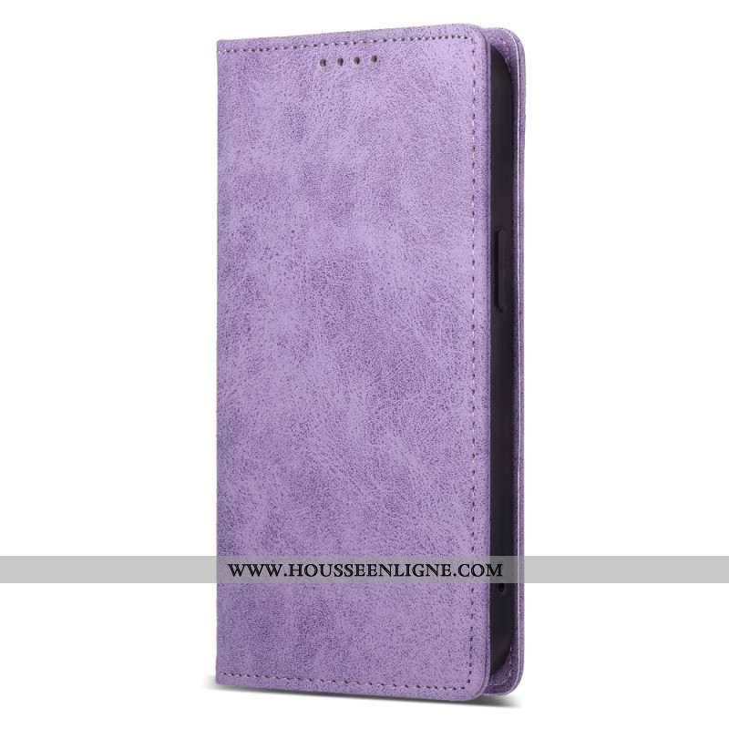 Flip Cover iPhone 16 Effet Cuir Vintage Technologie Blocage RFID