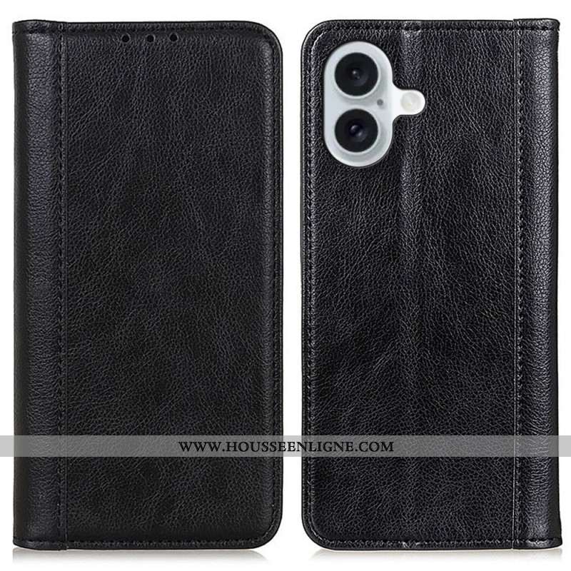 Flip Cover iPhone 16 Plus Cuir Fendu