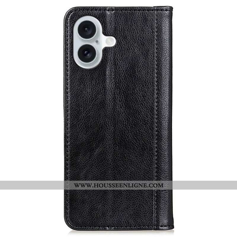 Flip Cover iPhone 16 Plus Cuir Fendu