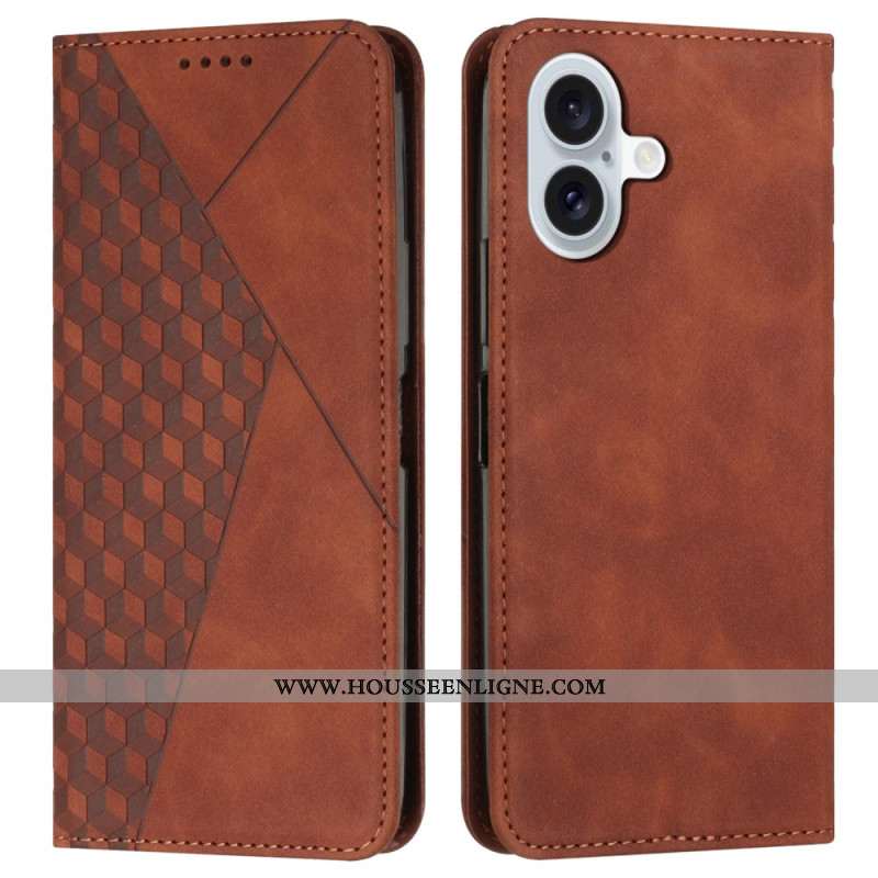 Flip Cover iPhone 16 Plus Motif Losanges