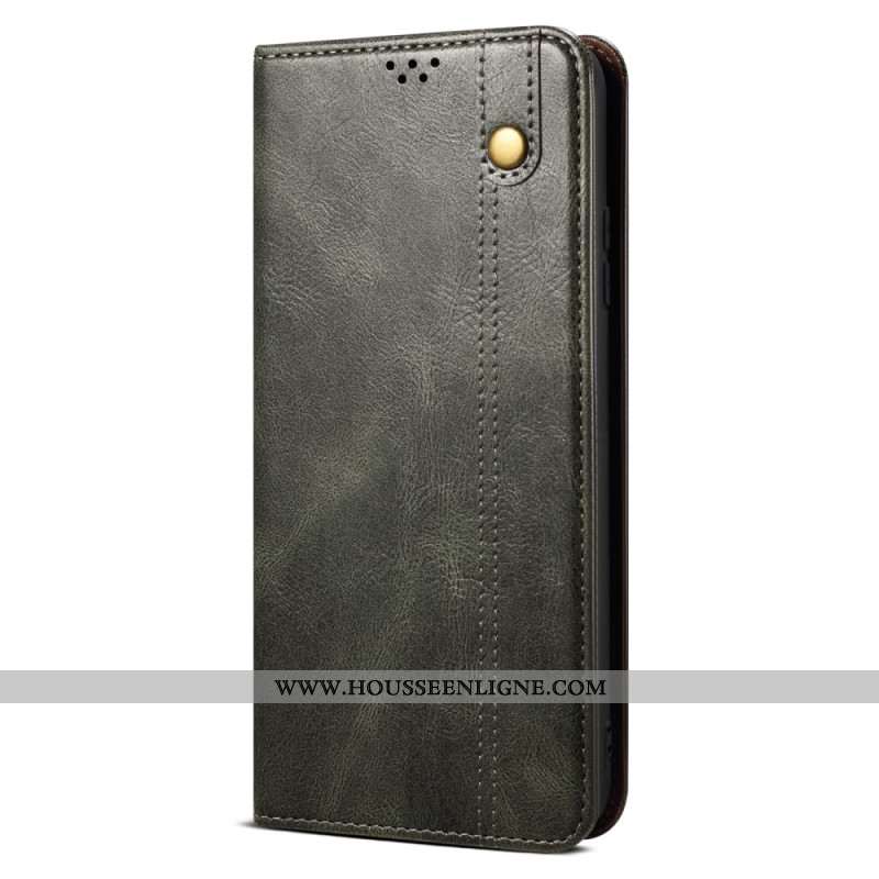 Flip Cover iPhone 16 Plus Simili Cuir Ciré