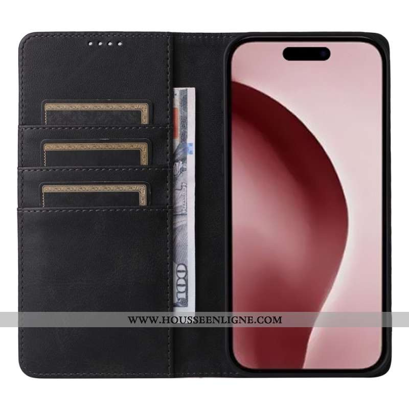 Flip Cover iPhone 16 Pro Effet Cuir Blocage RFID