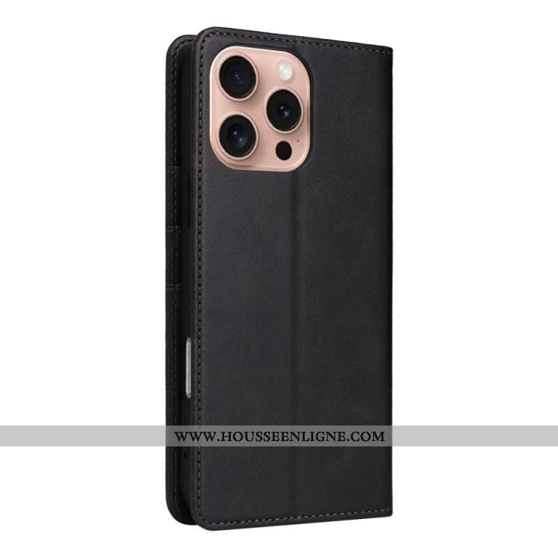 Flip Cover iPhone 16 Pro Effet Cuir Blocage RFID