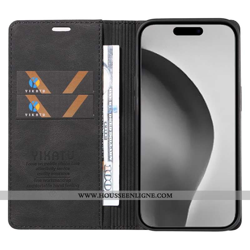 Flip Cover iPhone 16 Pro Max Effet Daim YIKATU