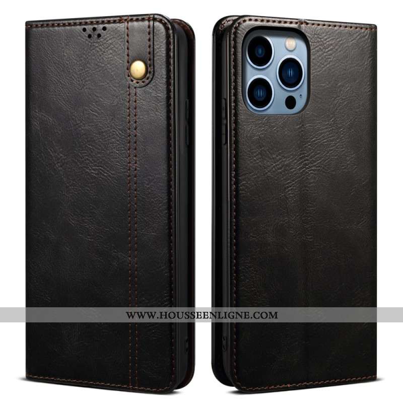 Flip Cover iPhone 16 Pro Simili Cuir Ciré