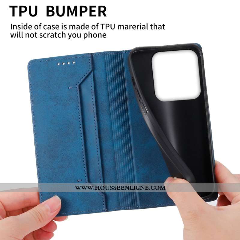 Flip cover Xiaomi 14 Effet Cuir Rétro Blocage RFID