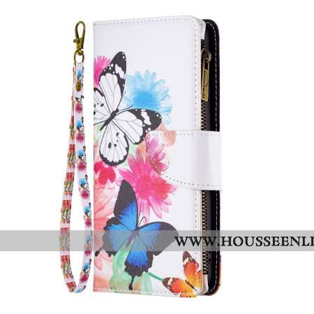 HOusse Xiaomi Redmi Note 13 4G Portefeuille Deux Papillons Aquarelle