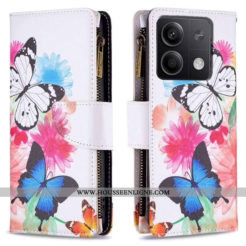 HOusse Xiaomi Redmi Note 13 4G Portefeuille Deux Papillons Aquarelle