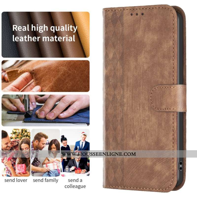 Housse Flip Cover Xiaomi Redmi Note 13 Pro 5G / Poco X6 5G BINFEN COLOR Frise losanges