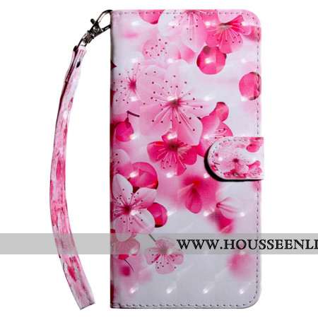 Housse Galaxy A16 4G / 5G Motif Floral Rouge à Lanière