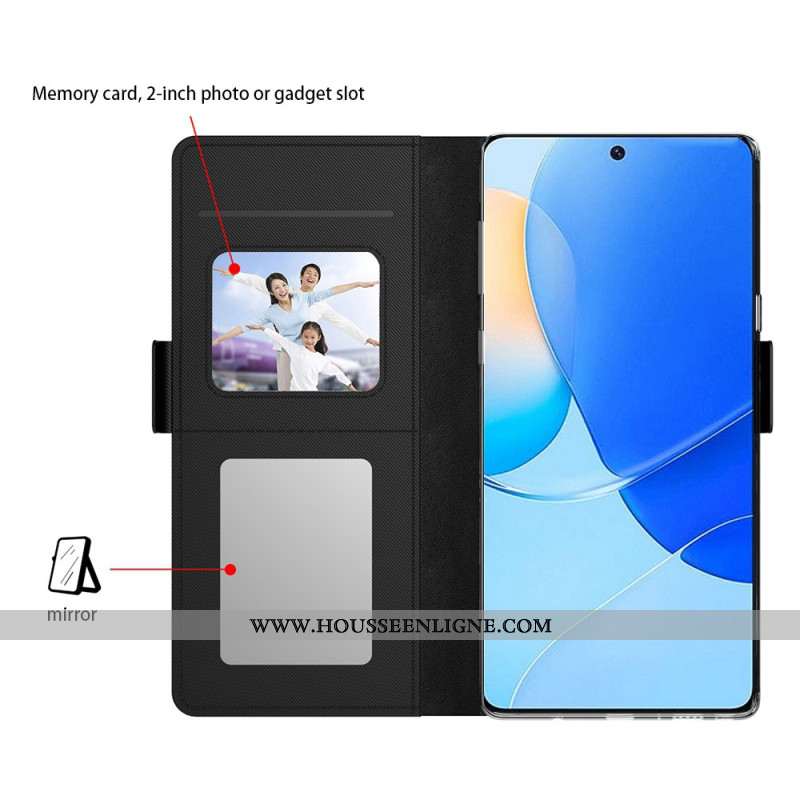 Housse Huawei Nova 11 Pro Porte-Cartes Amovible et Miroir