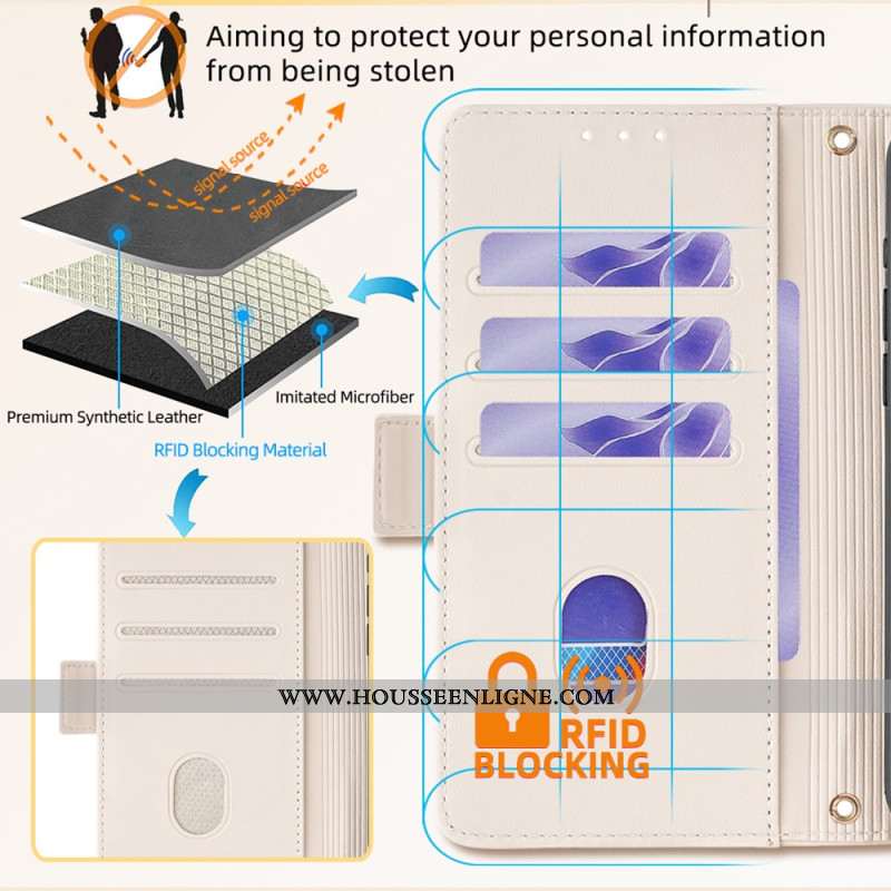 Housse Huawei Pura 70 Blocage RFID et Chaîne Bandoulière