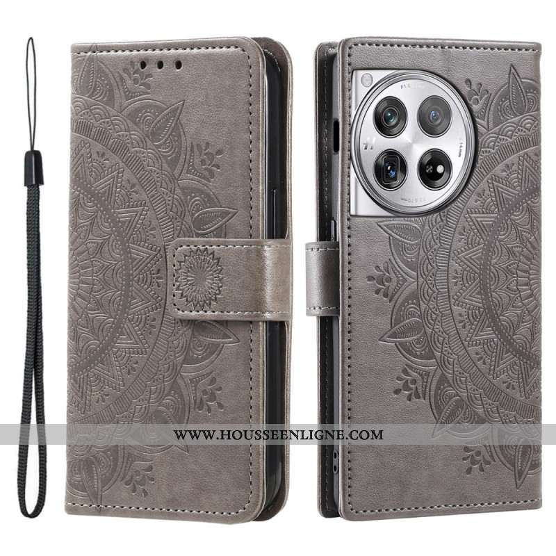 Housse OnePlus 12 5G Fleur Mandala avec Lanière