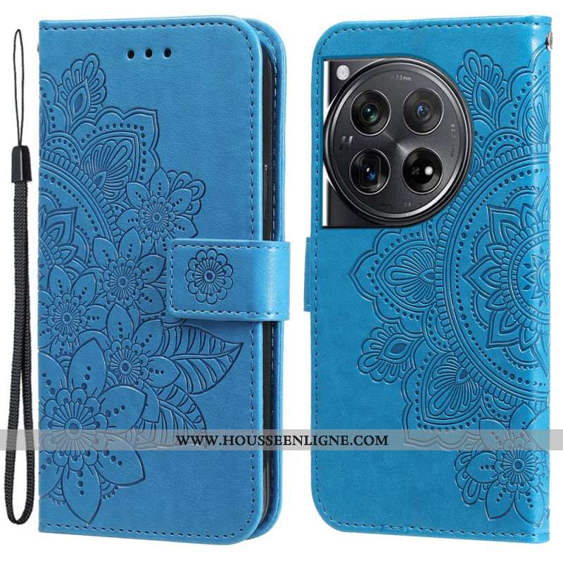 Housse OnePlus 12 5G Fleur Motif Floral à Lanière