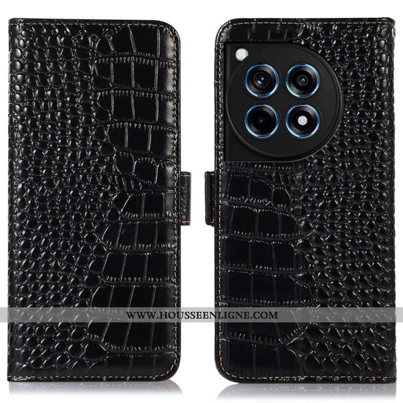 Housse OnePlus 12R Style Crocodile Blocage RFID