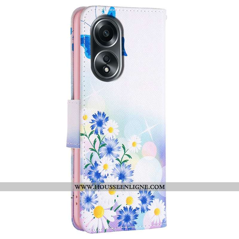 Housse Oppo A58 / A98 5G Papillon et Fleurs Aquarelle