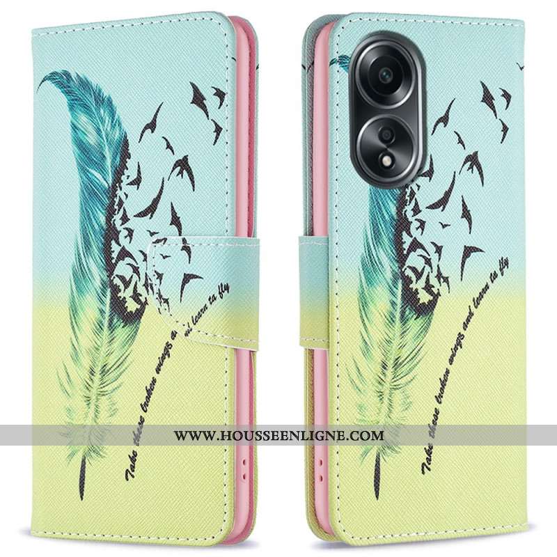 Housse Oppo A58 / A98 5G Plume et Oiseaux