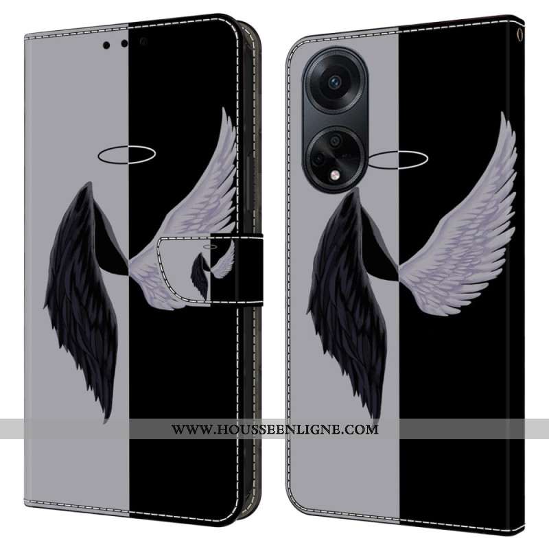 Housse Oppo A98 5G Ailes Noires et Blanches