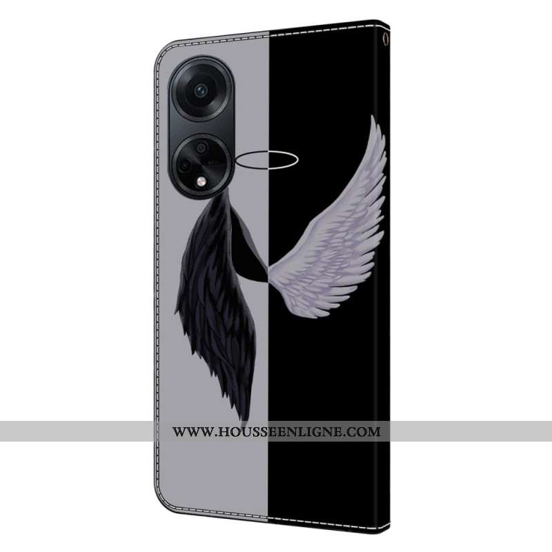 Housse Oppo A98 5G Ailes Noires et Blanches