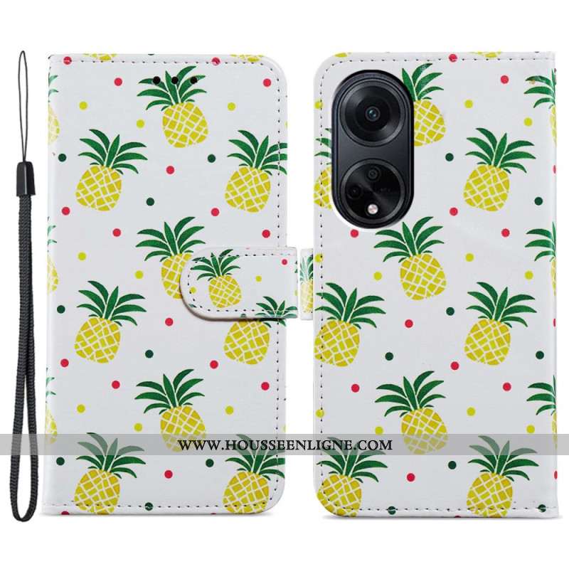 Housse Oppo A98 5G Ananas à Lanière