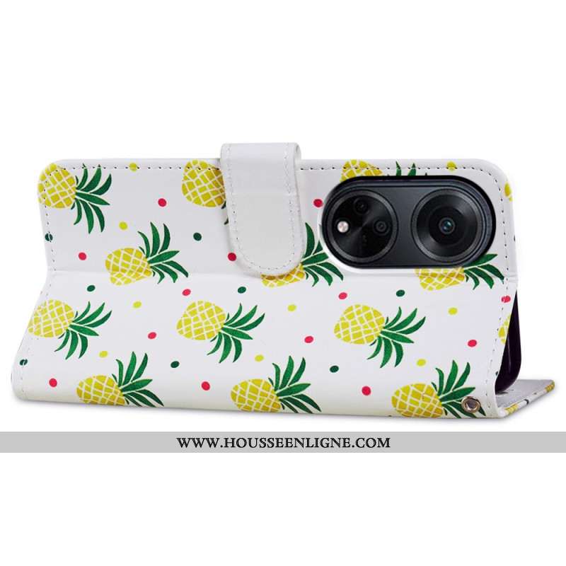 Housse Oppo A98 5G Ananas à Lanière