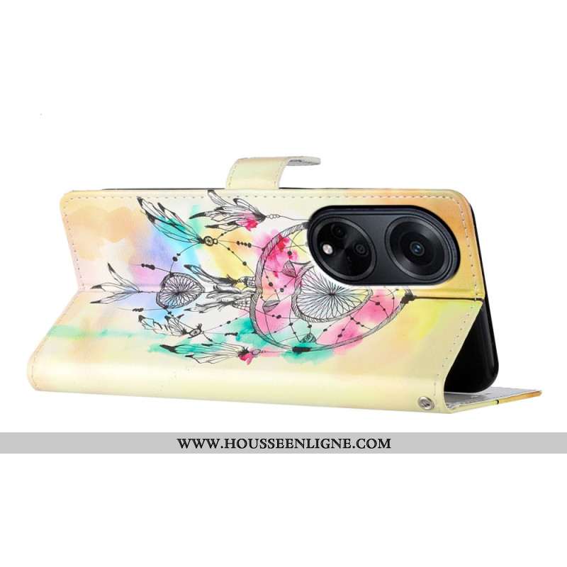 Housse Oppo A98 5G Attrape-Rêves Aquarelle à Lanière