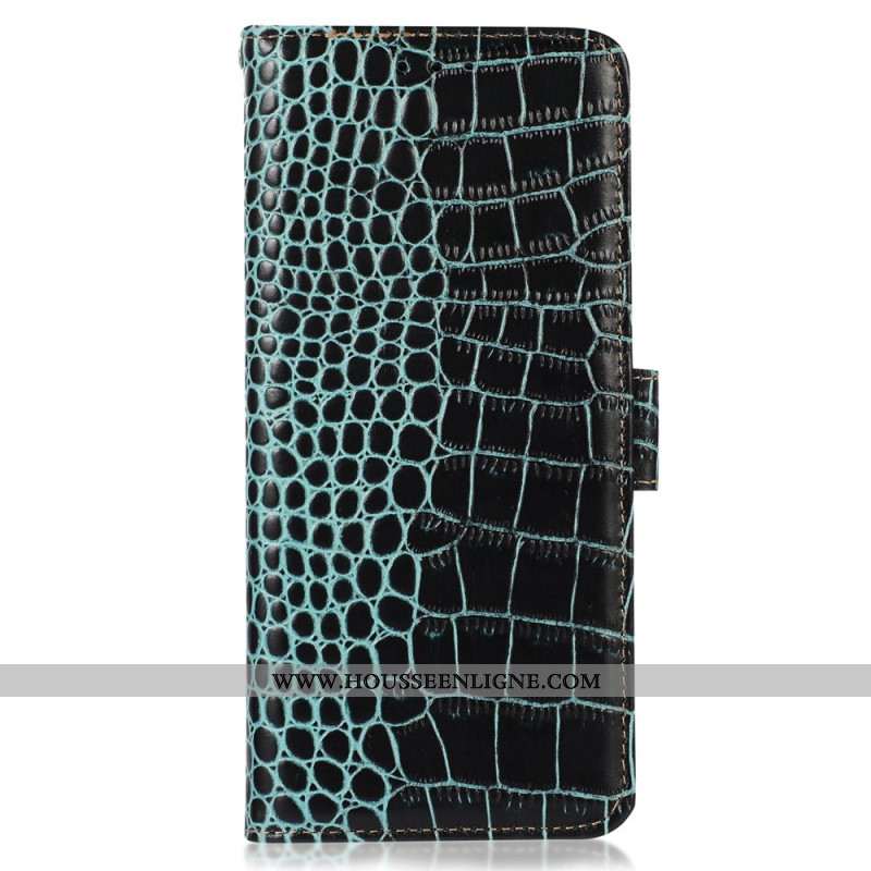 Housse Oppo A98 5G Blocage RFID Style Crocodile KHAZNEH