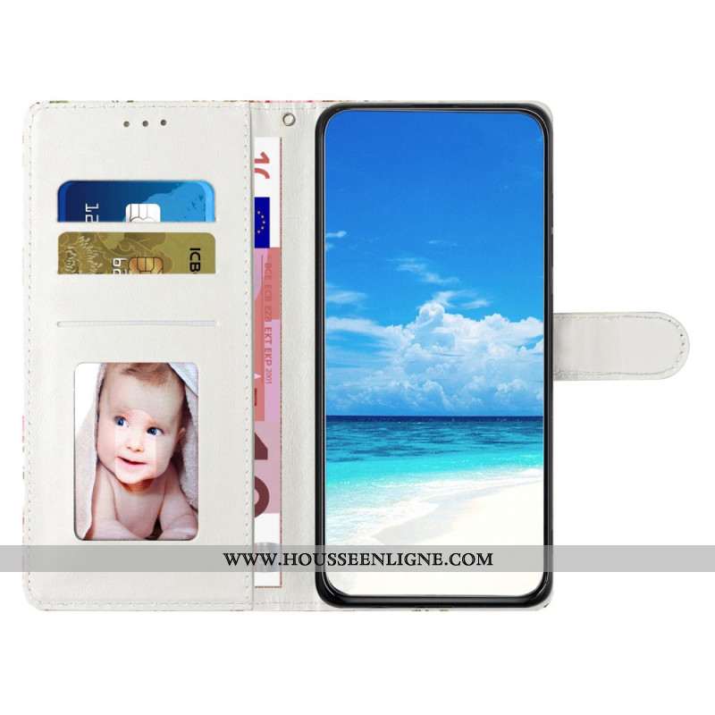 Housse Oppo A98 5G Chat Blanc 3D à Lanière