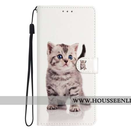 Housse Oppo A98 5G Chat Mignon à Lanière