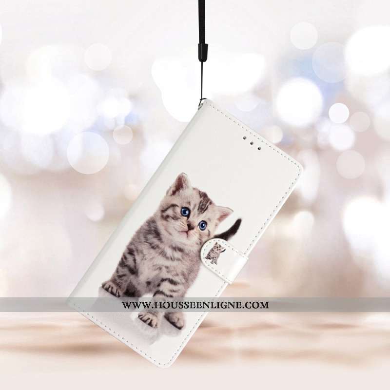 Housse Oppo A98 5G Chat Mignon à Lanière