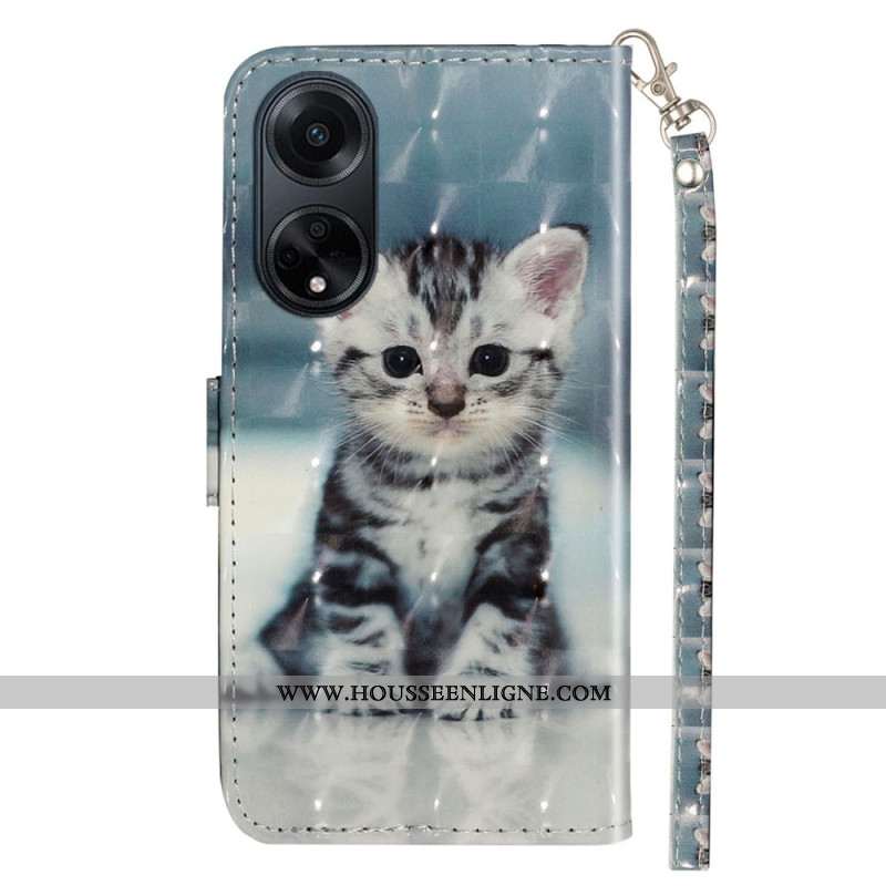 Housse Oppo A98 5G Chaton à Lanière