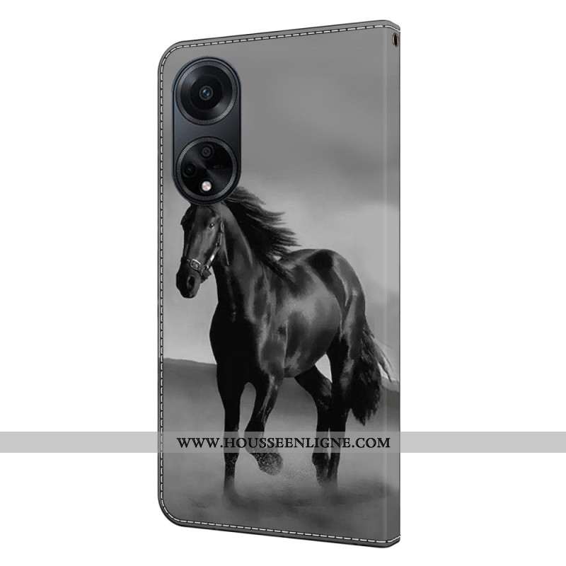 Housse Oppo A98 5G Cheval Noir