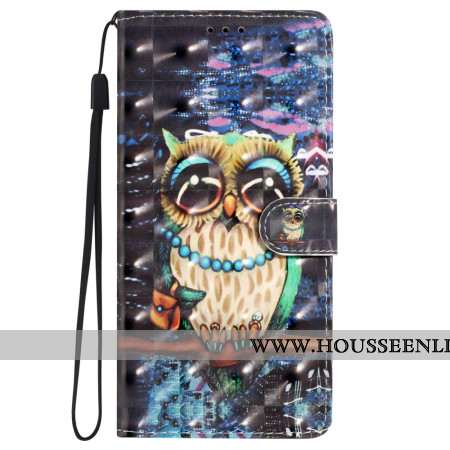 Housse Oppo A98 5G Chouette 3D à Lanière