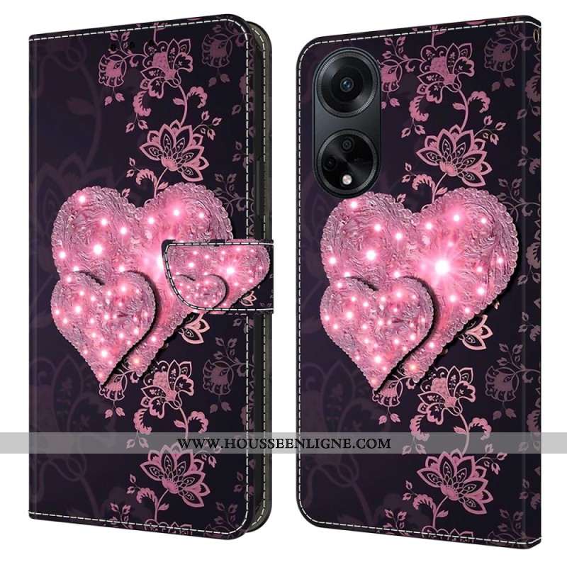 Housse Oppo A98 5G Coeurs de Dentelle