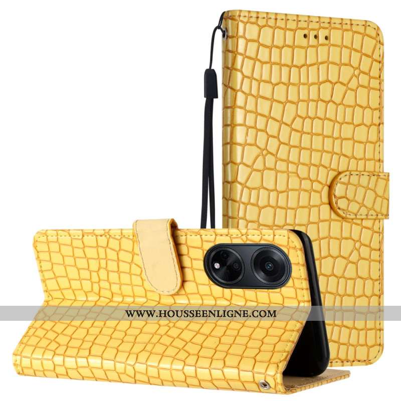 Housse Oppo A98 5G Crocodile avec Lanière