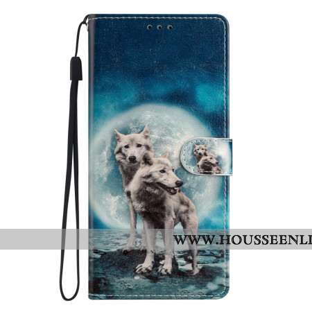 Housse Oppo A98 5G Deux Loups à Lanière