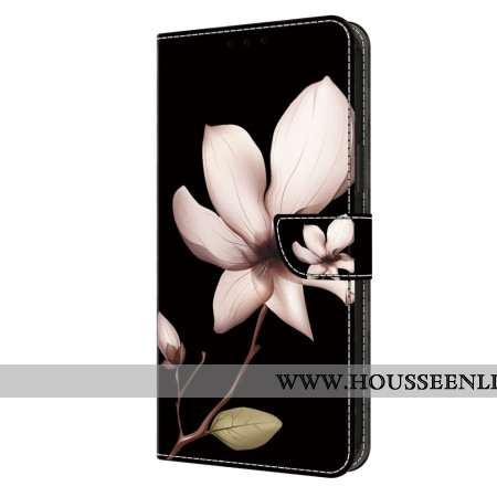 Housse Oppo A98 5G Fleur Rose sur Fond Noir