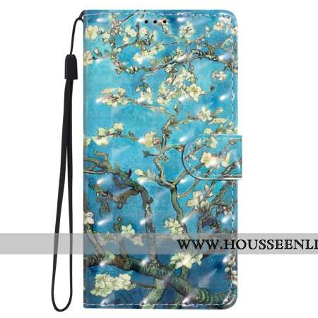 Housse Oppo A98 5G Fleur d'Abricot 3D à Lanière