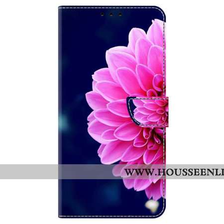 Housse Oppo A98 5G Fleurs Roses sur Fond Bleu